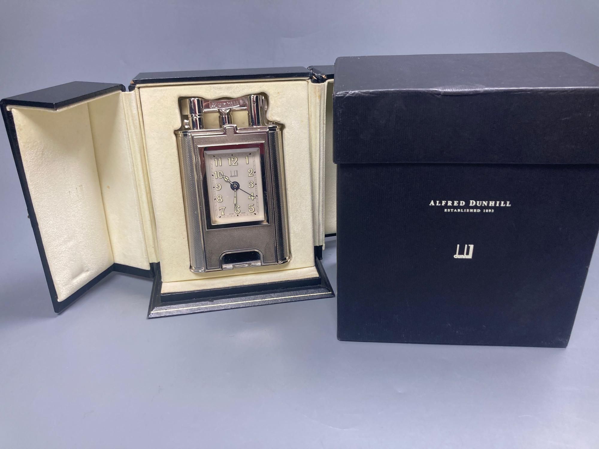 A Dunhill table lighter - Charlston, with timepiece